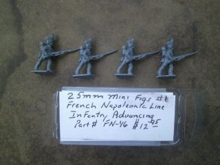 25mm Mini Figs French Napoleonic Line Infantry Advancing 2 Primed