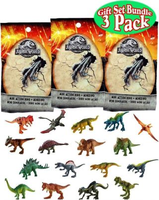Jurassic World Mini Dino Blind Bags 3 - Pack Mattel Dinosaurs Assorted Figures