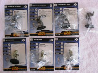 Star Wars Miniatures Revenge Of The Sith 7x Droids With 6 Cards (c) - &