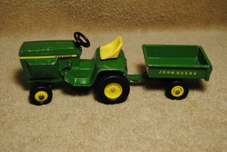 Vintage Ertl John Deere Garden Tractor And Dump Cart Diecast 591 3157