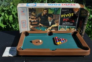1972 Vintage Milton Bradley Pivot Pool Table Tabletop Game Complete Box Family