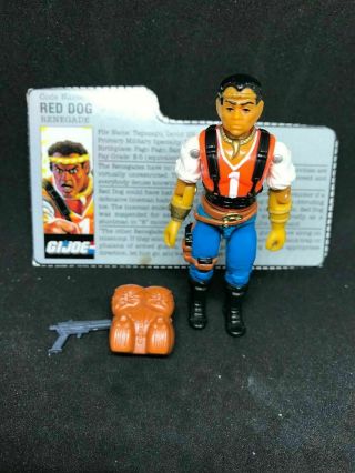 1988 Gi G.  I.  Joe 3.  75 " Figure Red Dog Renegade W/file Card,  Accessories
