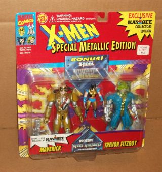 1994 Toy Biz Marvel X - Men Maverick & Trevor Fitzroy Metallic Edition Moc