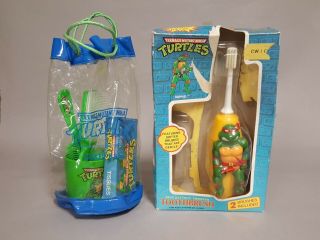 Vintage Teenage Mutant Ninja Turtles 1989 Locker Bag And Electric Toothbrush