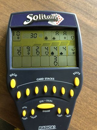 Radica Solitaire 1999 Yellow Buttons Electronic Handheld Tested/Working 4