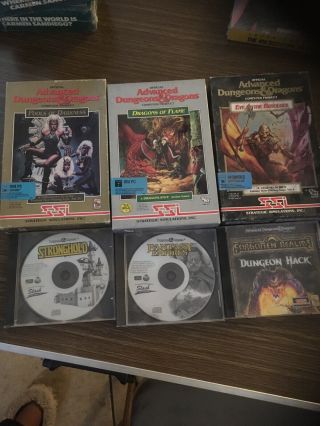 Assorted Dungeons & Dragons Computer Games (ibm/tandy/win95) 3 1/2 " Disks,  Cds