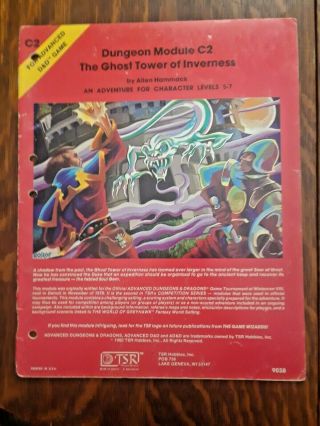 Ad&d Dungeon Module C2 The Ghost Tower Of Inverness,  Tsr 9038 Print 1980