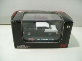 Malibu International 1955 Chevy Bel Air Die Cast Car 1/87 Scale Black & White