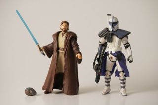 Obi - Wan Kenobi & Arc Trooper (star Wars: Republic) Loose Complete Hasbro 3.  75 "