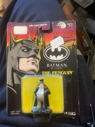 Vintage 1992 Batman Returns The Penguin Die Cast Metal 2 " Action Figure On Stand