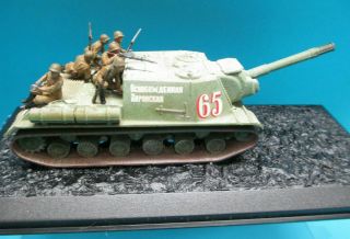 Built Italeri 1/72 Scale Wwii Soviet Isu 122 Tank & Preiser Tank Riders Figures
