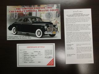 Danbury Paperwork 1941 Chevy Special Deluxe Coupe Le