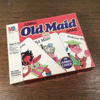 Vintage 1968/1978 Jumbo Red Box Old Maid Game Card Set Milton Bradley 4875