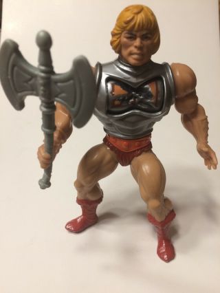 Vintage 1983 Motu Masters Of The Universe Battle Armor He - Man W/ Axe