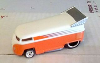 Hot Wheels Customized Vw Drag Bus Orange & White W/ Front Real Riders Loose