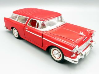 Superior Red 1955 Chevy Chevrolet Bel Air Nomad 1/24 Scale Ss 8702 Die Cast Car