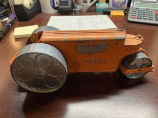 Vtg Hubley Kiddie Toy Orange 480 Die Cast Metal Diesel Steam Roller Toy