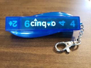 Cinq O Hi Lo Portable Dice Game W/ Blue Key Chain Case Holder By Mattel Math