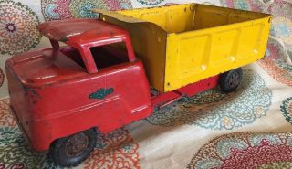 Vintage Structo Dump Truck Old Guy Stuff Retro Red Yellow Construction Road 15 "