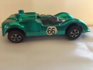 1968 Mattel Hot Wheels Chaparral 2g 66 Race Car,  Us,  Redline,  Open Hood,  Green