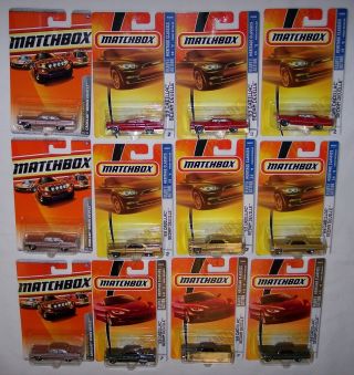 12x Matchbox 1969 Cadillac Sedan Deville Gold Mauve Forest Grn Red On Card