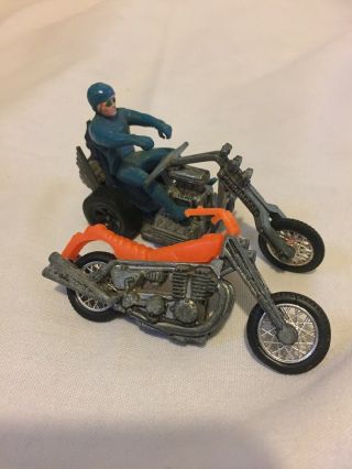 Vintage (2) Hot Wheels Rrrumbler Motorcycles (1) With Rider