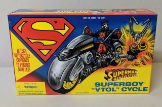 Vintage SUPERMAN Man of Steel Superboy VTOL Cycle & Figure Kenner 1995 2