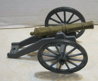 Small 8 1/2 " X 4 " Unmarked Cast Iron & Brass Cannon Gg183
