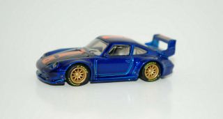 Blue Porsche 993 Gt - 2 Custom Real Riders Diecast Car 1/64 Scale Loose Hot Wheels
