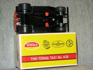 Vintage Tiny Tonka Model T Pressed Steel Taxi Orange & Black 438 w/ Box 4