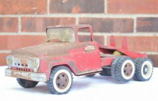 Vintage Tonka Toys 1961 Truck Red Cement Mixer Old Pressed Steel Metal Toys