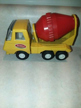 1970s Vintage Tonka Mini Cement Mixer Truck,  Yellow And Red Perfect