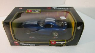 Burago 1996 Blue Dodge Viper Gts Coupe 1:24 Scale Diecast Dc2539