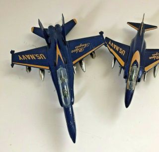 Two Blue Angels Us Navy Die - Cast Plane Airplane 9.  25 " & 7 " Pull Back Toy Jet
