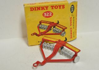 Meccano Dinky Toys 322 Farm Disc Harrow England 1940s - 50s 4 Tractor W Box