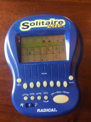 Radica Solitaire Lite Light Up Handheld Portable Electronic Game 1997 Blue