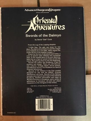 Advanced Dungeons and Dragons Oriental Adventures swords of the Daimyo 2