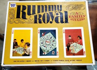 Vintage 1965 Whitman Rummy Royal Game 4804 Mat Chips Cards Box Michigan Rummy.