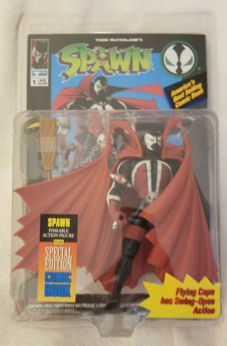 Spawn Action Figure Poseable W/comic Book 1994 Flying Cape / Mcfarlane