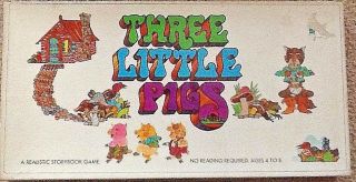 1971 Three Little Pigs Selchow & Righter Board Game Vintage - No Reading Required