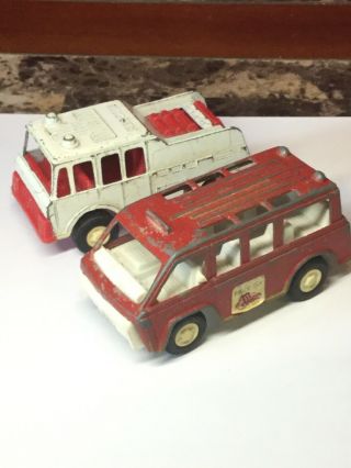 Vintage Tootsietoy Vehicles 1970 Fire Chief Bus & Rescue Equipment Truck