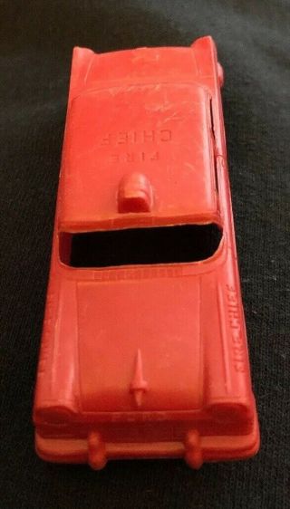 Vintage F&f Mold And Die Plastic Fire Chief Car Red Color