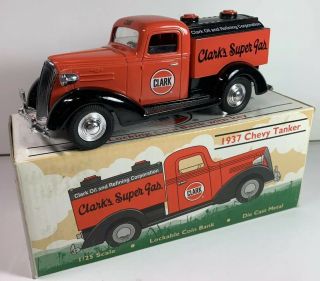 1937 Chevy Tanker 1/25 Clark Die Cast Metal Coin Bank Limited Edition Gas Oil