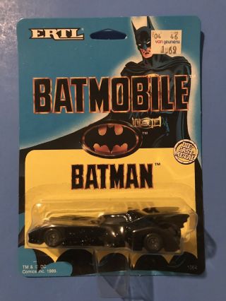 1989 Vintage Ertl Batman Batmobile Die - Cast Metal 1/64 Nib