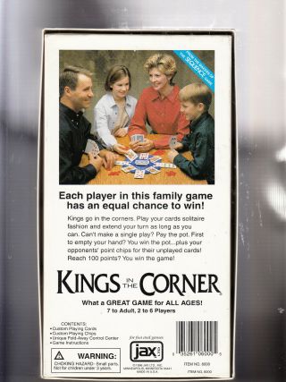 KINGS IN THE CORNER by JAX,  LTD 7 to Adult,  2 to 6 Players 6000 