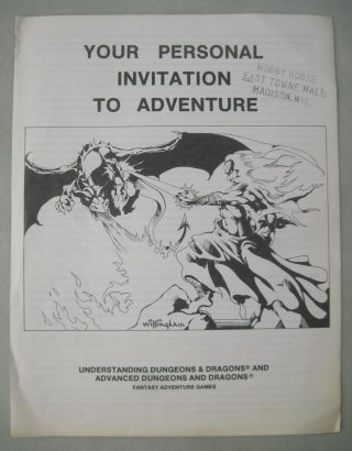 1980 Tsr Ad&d Advanced Dungeons & Dragons Invitation To Adventure 4 Pages