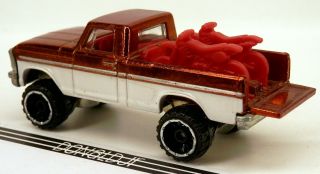 Hot Wheels Texas Ride ' Em ' 70s Ford Pickup Truck Orange/White 1/64 Scale 2