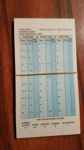 Strat - O - Matic Football Complete 1999 Tampa Bay Buccaneers 18 Cards Set