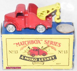Matchbox 1955 A Moko Lesney Matchbox Originals Wreck Truck No.  13 W,