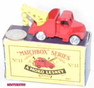 MATCHBOX 1955 A MOKO LESNEY MATCHBOX ORIGINALS WRECK TRUCK NO.  13 W, 2